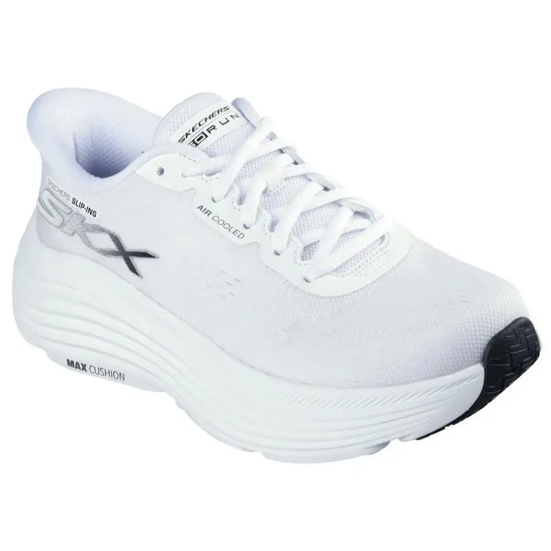 Womens Skechers Slip Ins Max Cushioning Endeavour White Black Monomesh