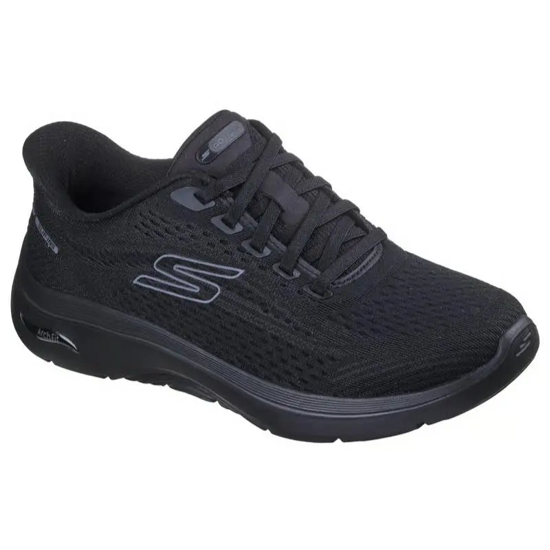 Womens Skechers Slip Ins GO Walk Arch Fit 2.0 Kathy Black Knit Shoes