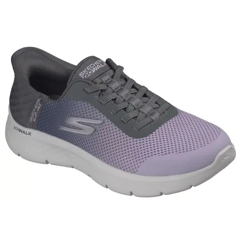 Womens Skechers Slip Ins GO Walk Flex Grand Entry Charcoal Lavender Mesh