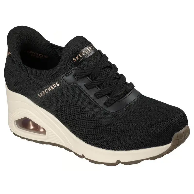 Womens Skechers Slip Ins Uno Wedge Slip N Black Knit Shoes