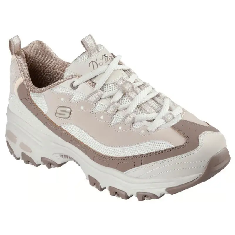 Womens Skechers D`lites Retro Radiance Taupe Durabuck Shoes