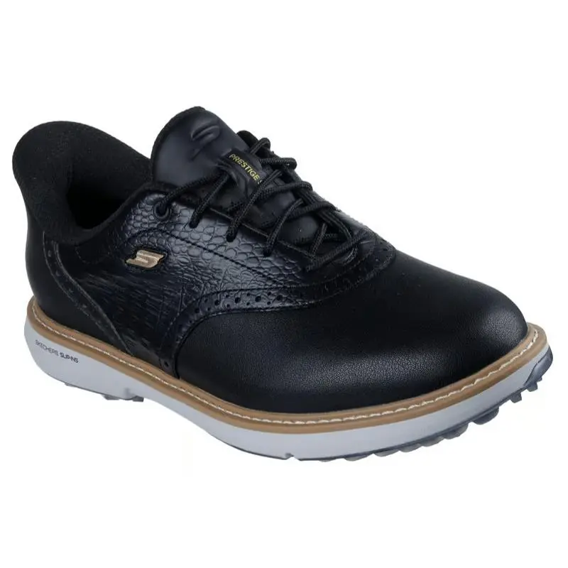 Womens Skechers Slip Ins Waterproof GO Golf Prestige SL Black Gold Leather
