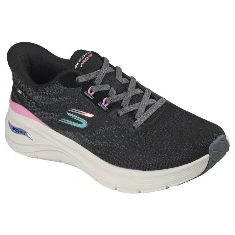 Womens Skechers Slip Ins Arch Fit 3.0 Black Multi Mesh Shoes