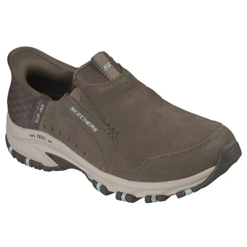 Womens Skechers Slip Ins Hillcrest Sunapee Dark Taupe Suede Shoes