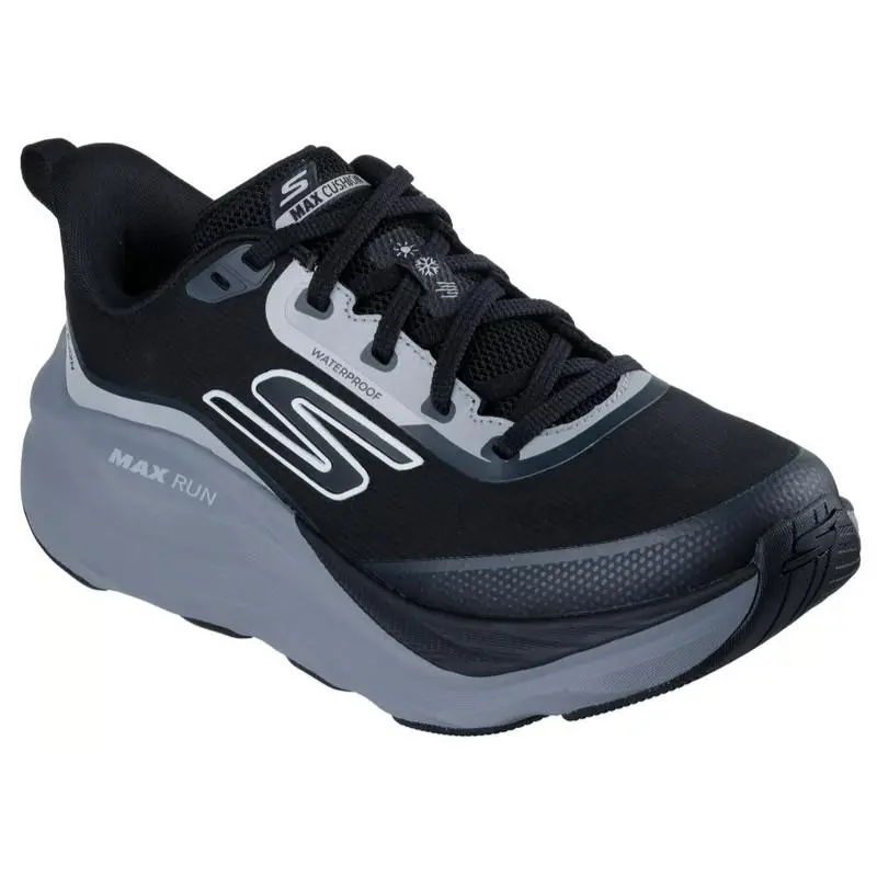Womens Skechers Waterproof Max Cushioning Max Run Vorteza Black Fabric