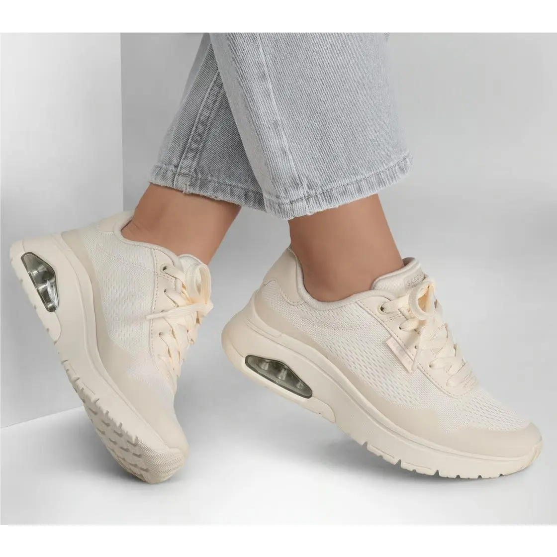 Woman Skechers Uno Flex-spring Sneaker Shoe-177794 Color Off White