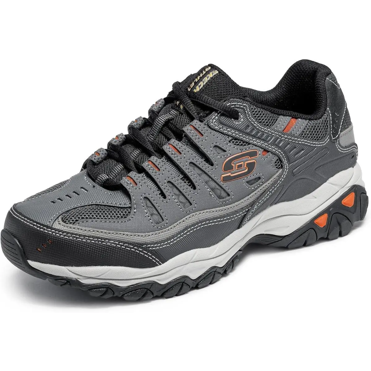 Skechers Men`s Afterburn M. Fit Fashion Sneakers - Leather Upper Memory Foam - Brown/Taupe