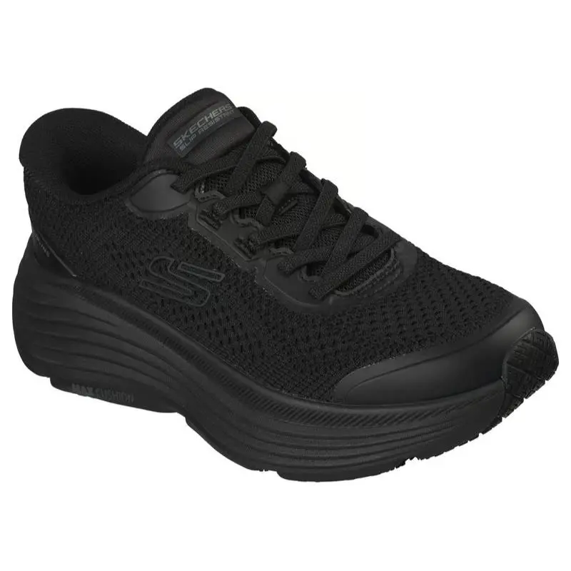 Womens Skechers Slip Ins Work Slip Resistant Max Cushioning Black Knit