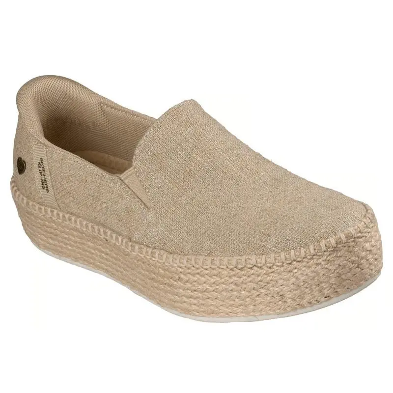 Womens Skechers Slip Ins Bobs Sesame Chic Steps Natural Canvas Shoes