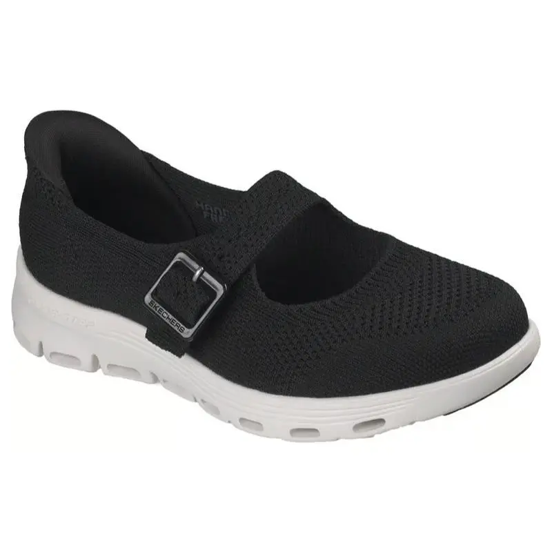 Womens Skechers Slip Ins Glide Step Serene Atta Girl Black White Knit Shoes
