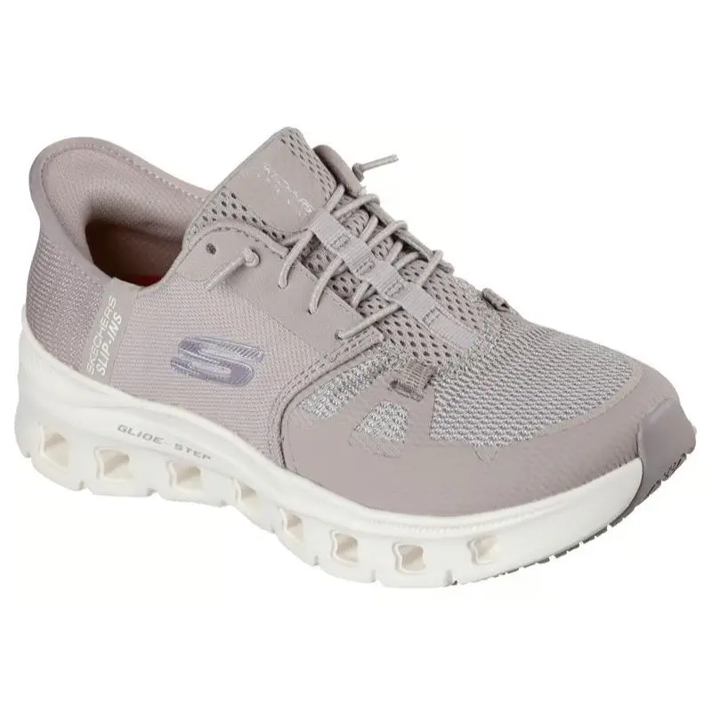 Womens Skechers Slip Ins Work Slip Resistant Glide Step Pro Taupe Mesh - Beige