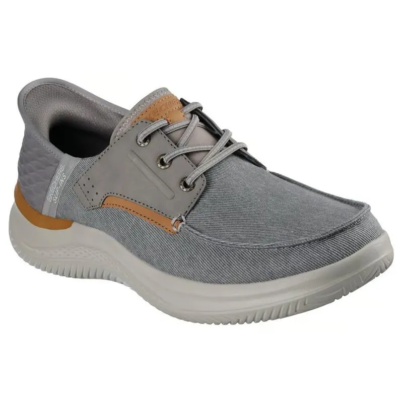 Mens Skechers Slip Ins RF Hasting Niko Taupe Canvas Shoes