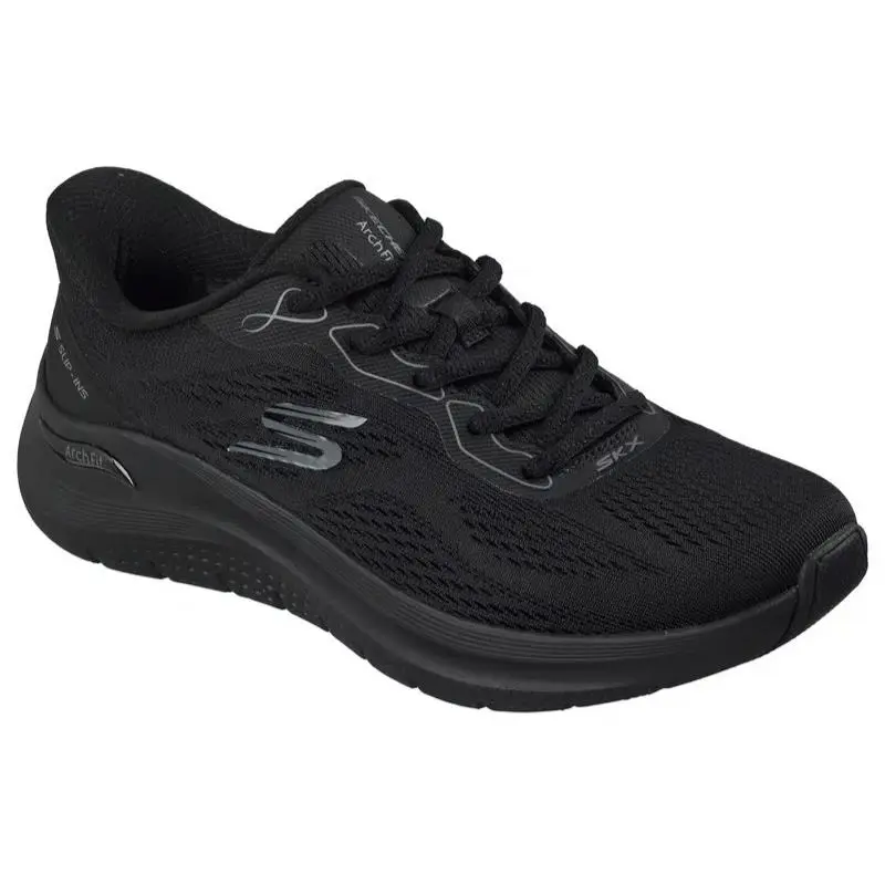 Womens Skechers Slip Ins Arch Fit 2.0 Bold Motion Black Mesh Shoes