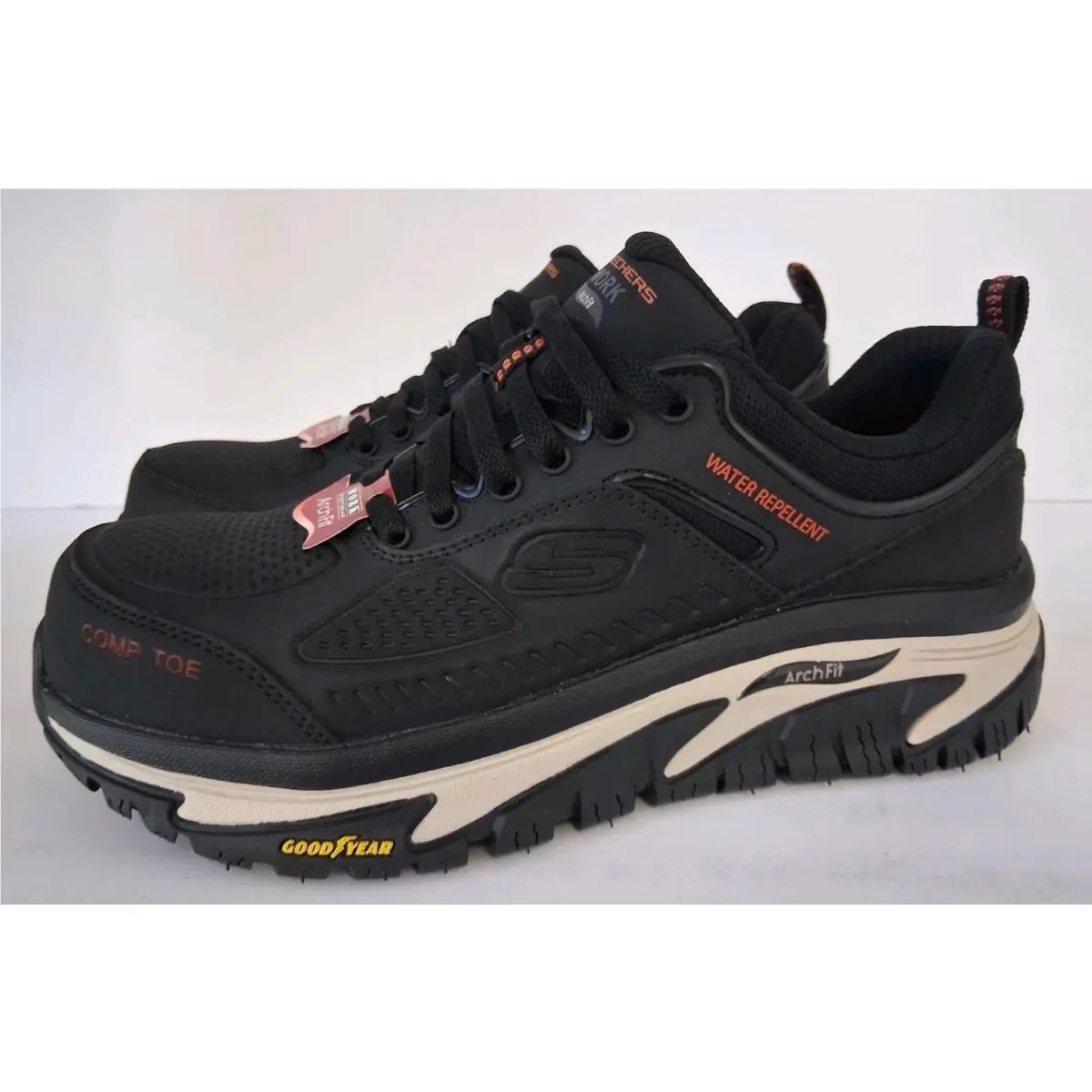 Skechers Arch Fit Road Walker Rylan Men`s Black Work Shoes Size7.5