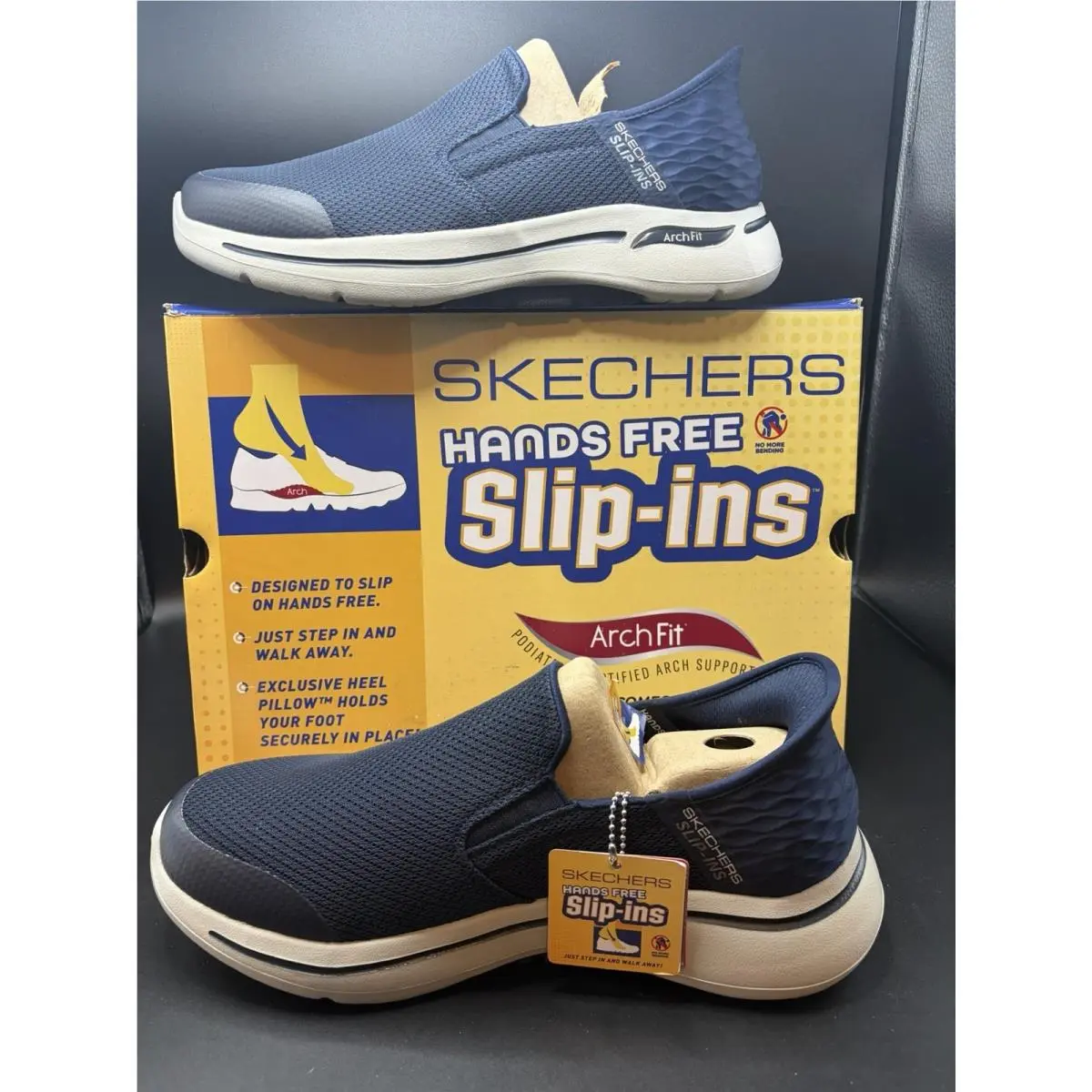 Skechers Mens Slip-ins Go Walk Arch Fit Navy Blue Shoes Sneaker Size 9.5 W