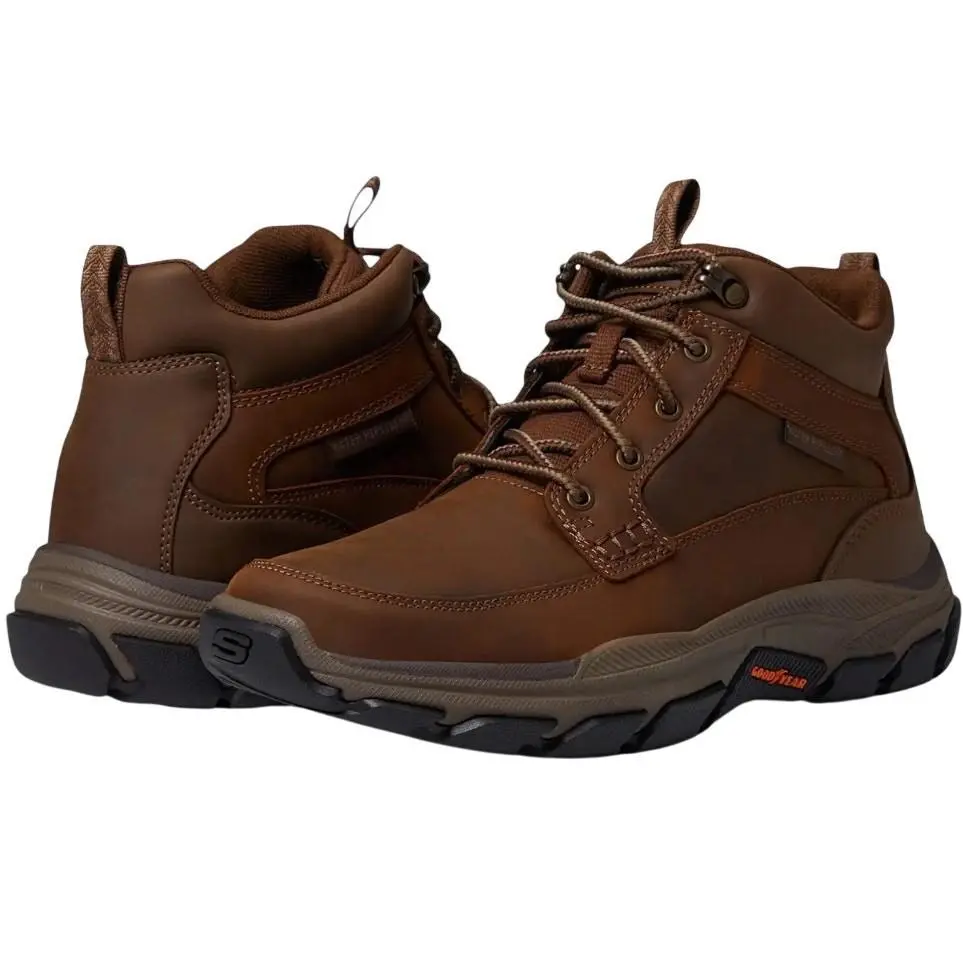 Skechers Mens Boswell Hiking Boots US 8 Brown Leather Relaxed Fit Respected