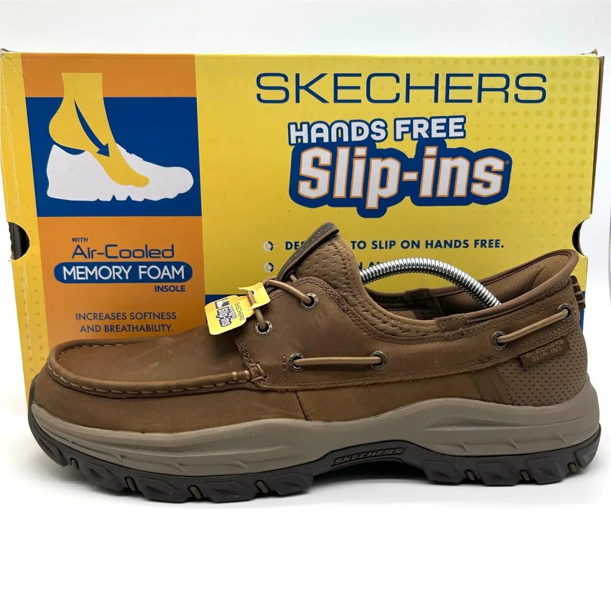 Skechers Knowlson Shore Thing Shoes Mens 12 Desert Brown Leather Boat Slip-ins