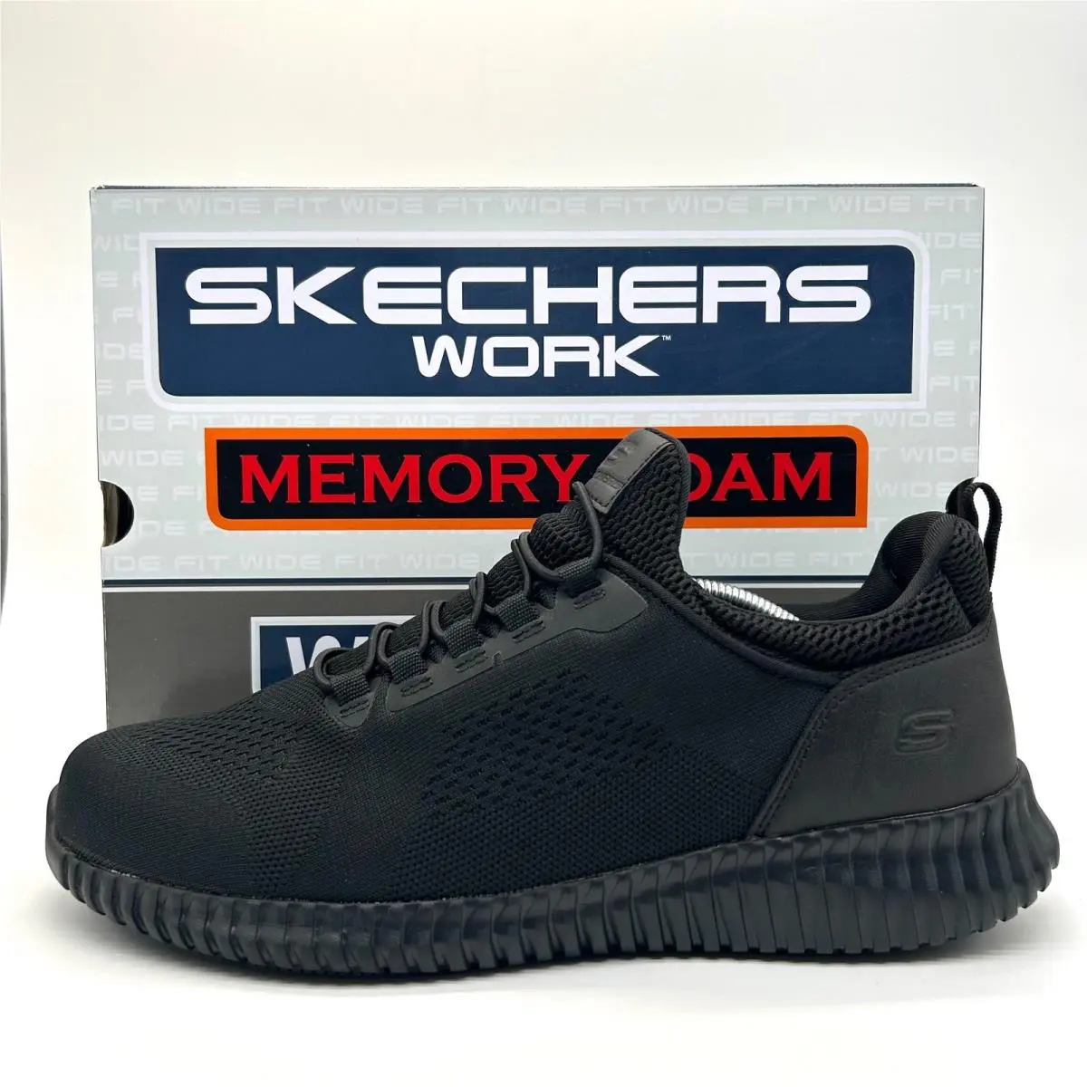 Skechers Work Cessnock Shoes Mens 11.5 Black Wide Slip Resistant Memory Slip Ins