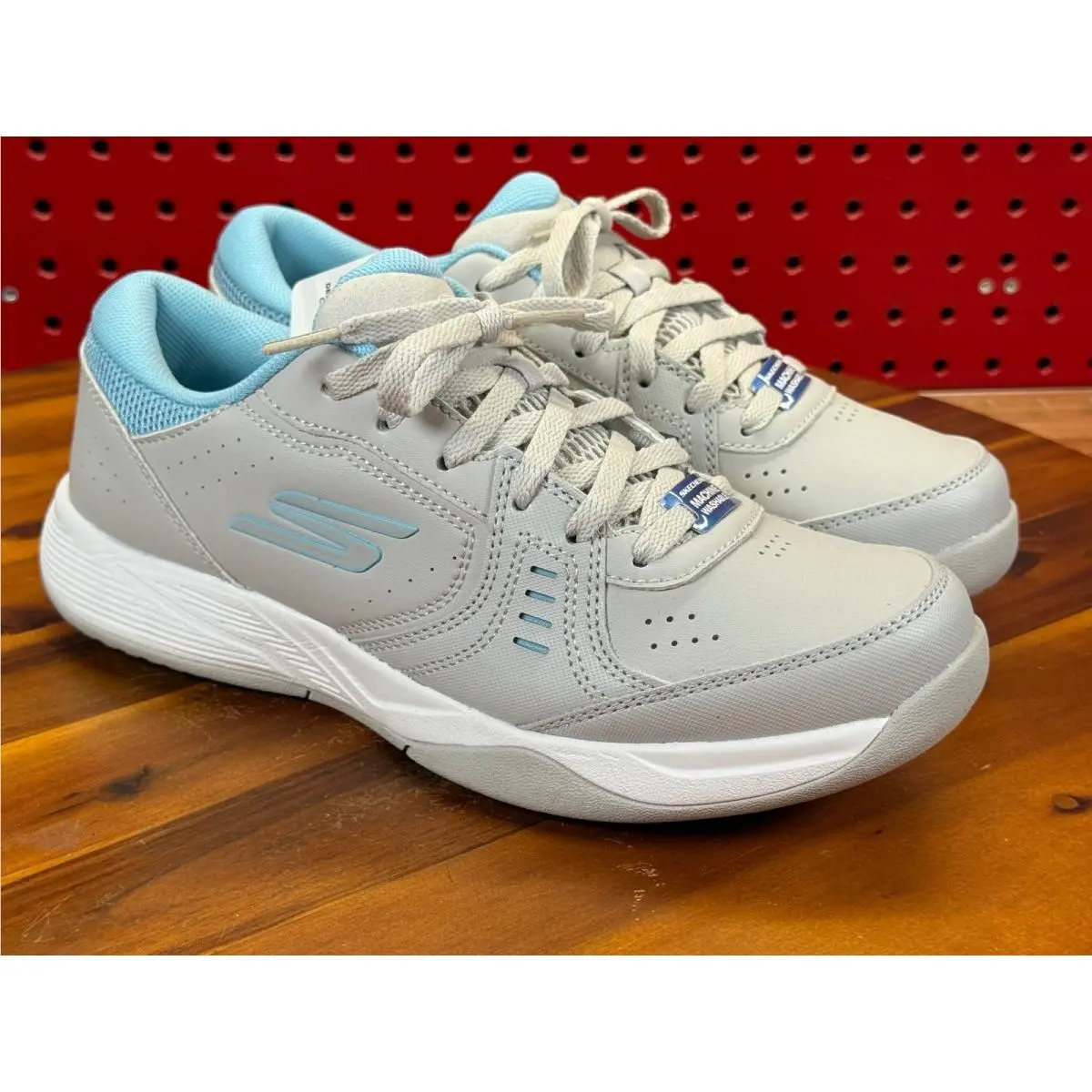 Skechers Viper Court Pickleball Shoes Womens 8.5 Relaxed Fit Gray Blue Sneakers