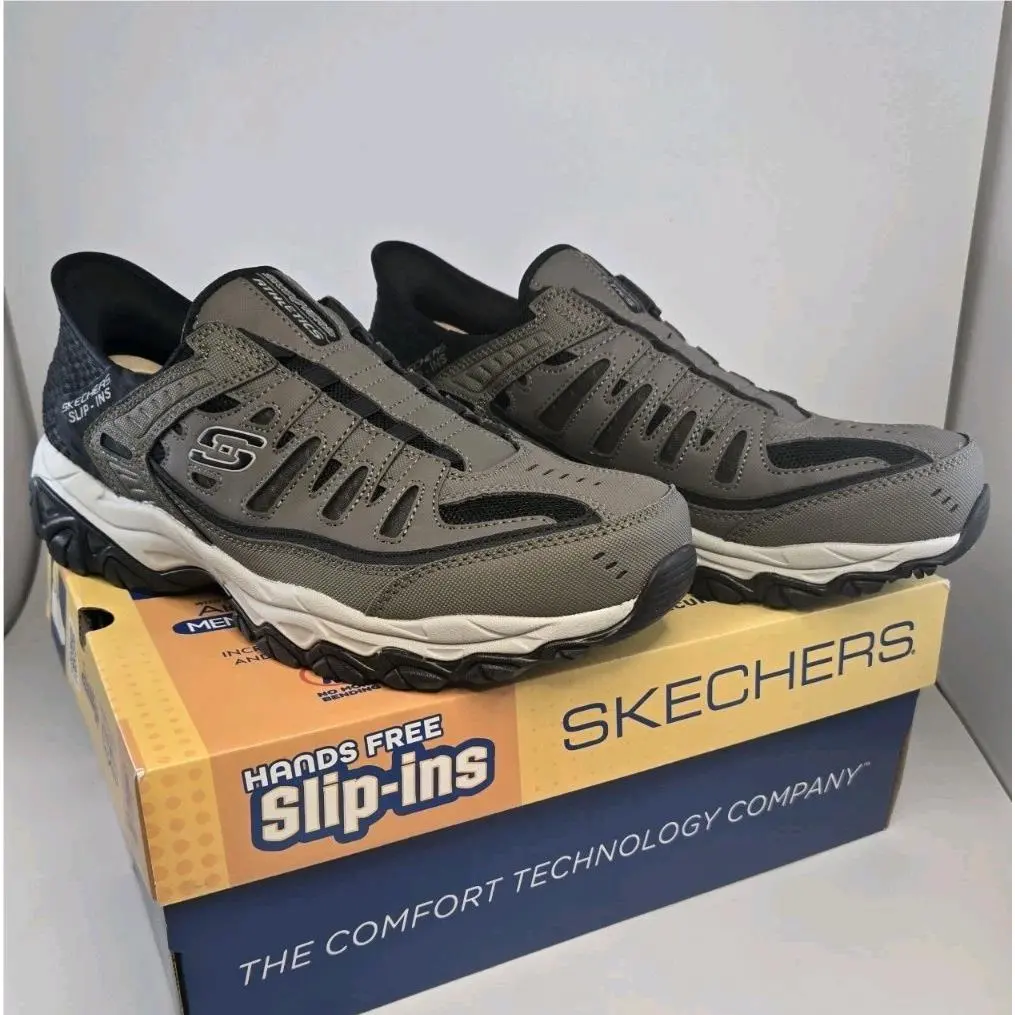 Skechers Mens 10.5 Afterburn M. Fit Ridgeburn Brown Hands Free Slip in Casual
