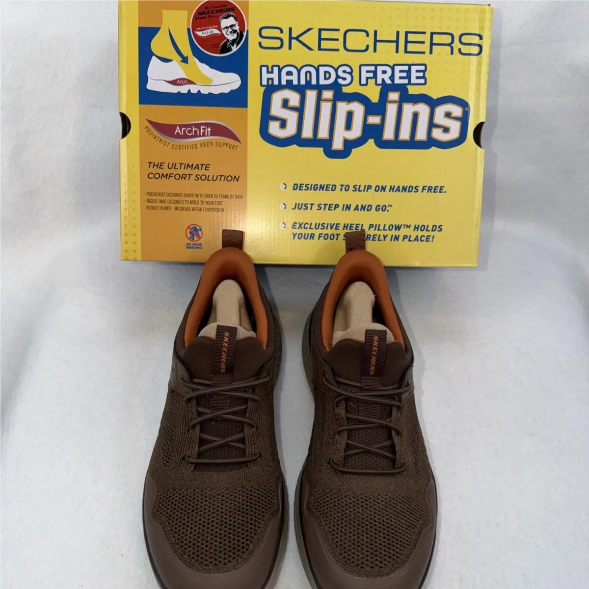 Skechers Slip-ins Arch Fit Mens 9 Extra Wide Brown Hands Free Sneaker 205340WW