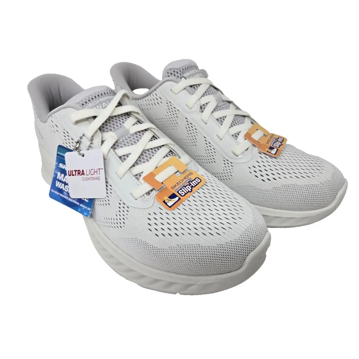 Skechers Go Walk Now Payton White Gray Hands-free Slip-ins Men`s 10.5 216375
