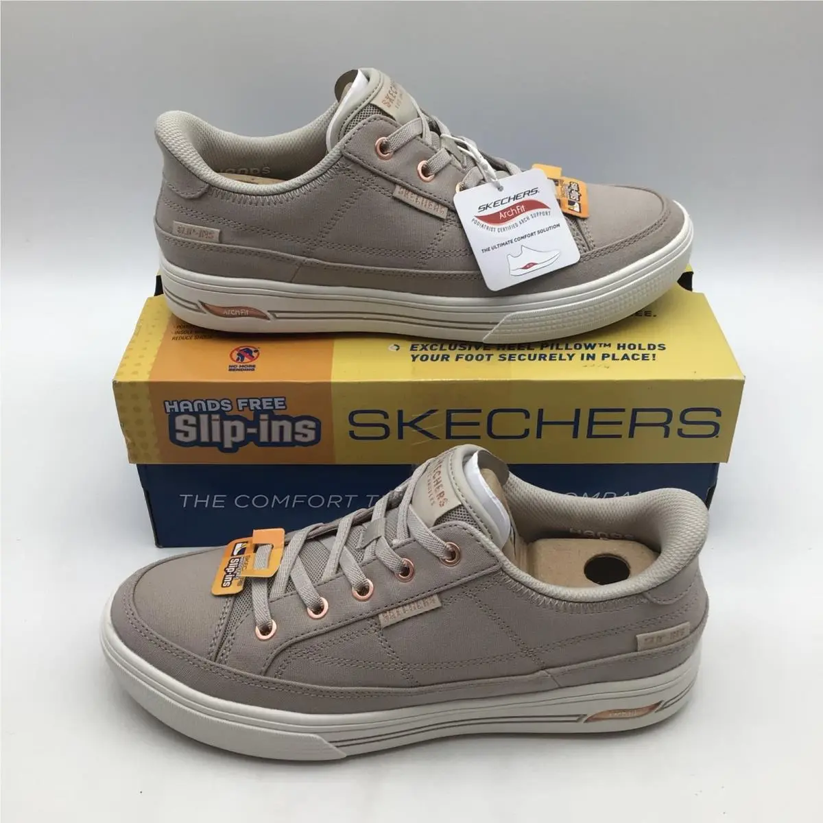 Skechers Slip-ins Arch Fit Arcade See Ya There Taupe Womens Size 8.5