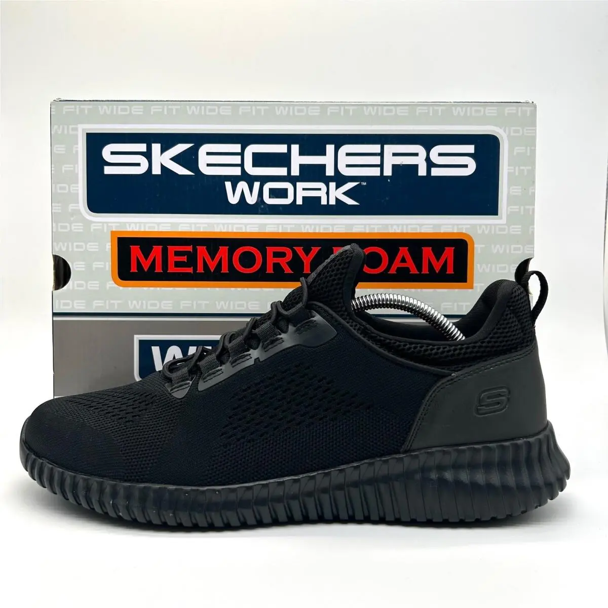 Skechers Cessnock Work Shoes Mens 11 Black Wide Slip Resistant Memory Slip Ins
