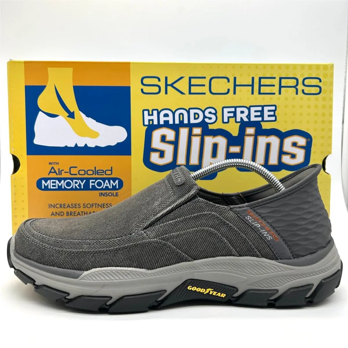 Skechers Respected Holmgren Shoes Mens 11.5 Charcoal Grey Hands Free Slip