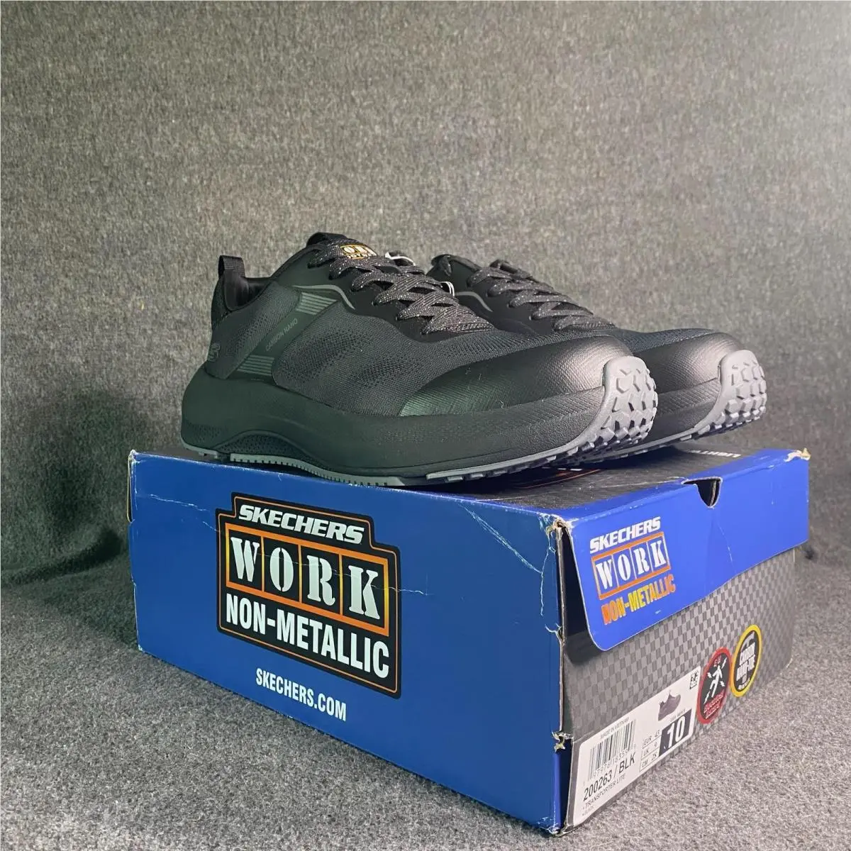 Skechers Transporter Lite Shoes Mens Size 10 Black Work Safety Sneakers 200263