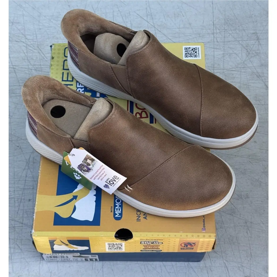 Skechers Bobs Skip Cute Wave Stay Snug Chestnut Slip-ins Women`s Shoes Sz 11