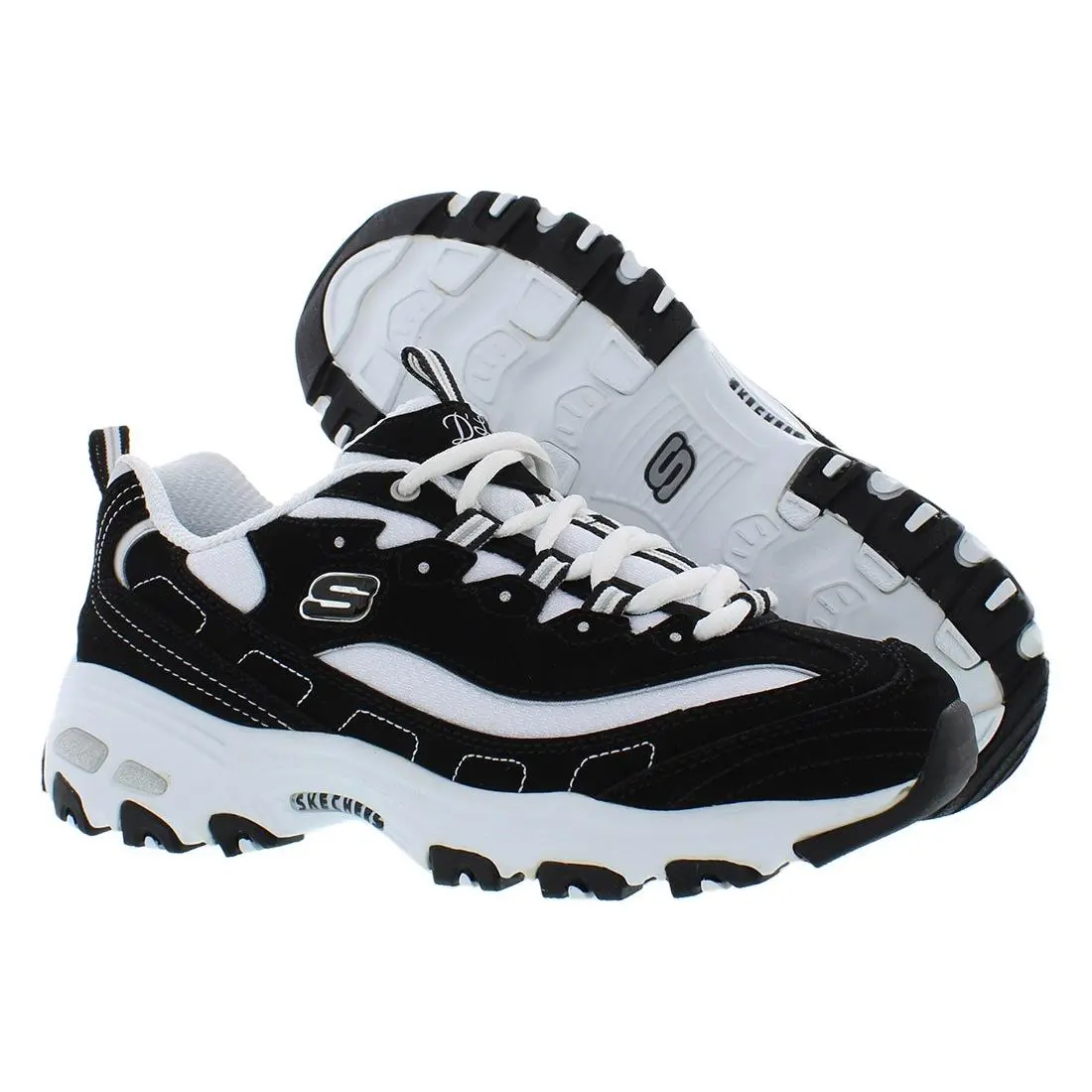 Skechers D Lites Biggest Fan Wide Womens Shoes Size 5.5 Color: Black/white