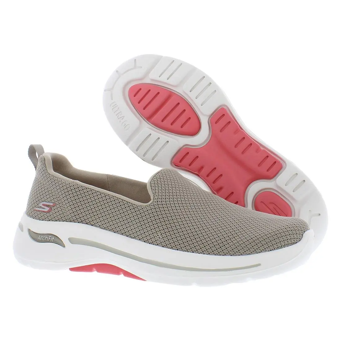 Skechers Go Walk Arch Fit-grateful Womens Shoes Size 9.5 Color: Taupe/coral