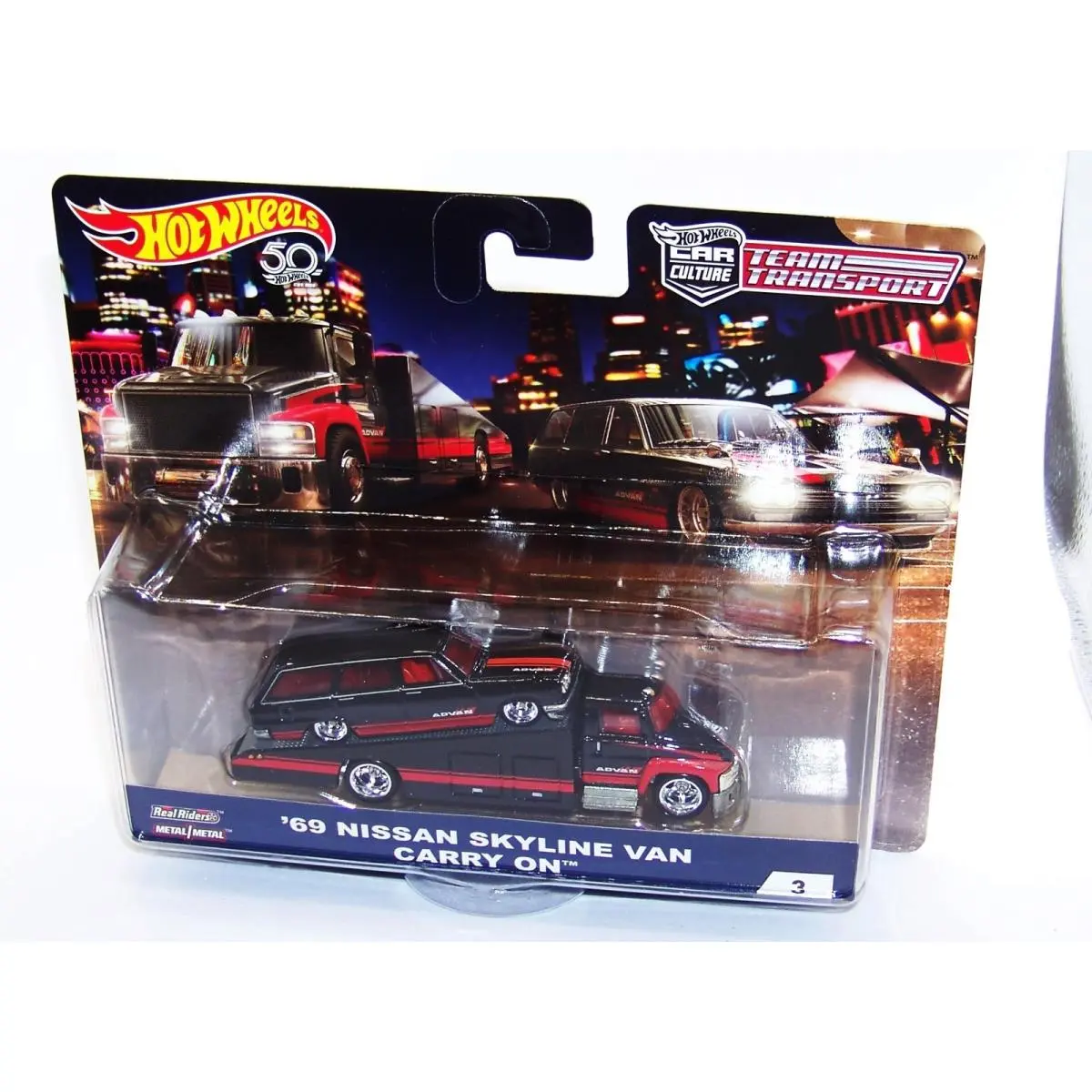 1:64 2018 Hot Wheels Car Culture Team Transport `69 Nissan Skyline Van Carry ON