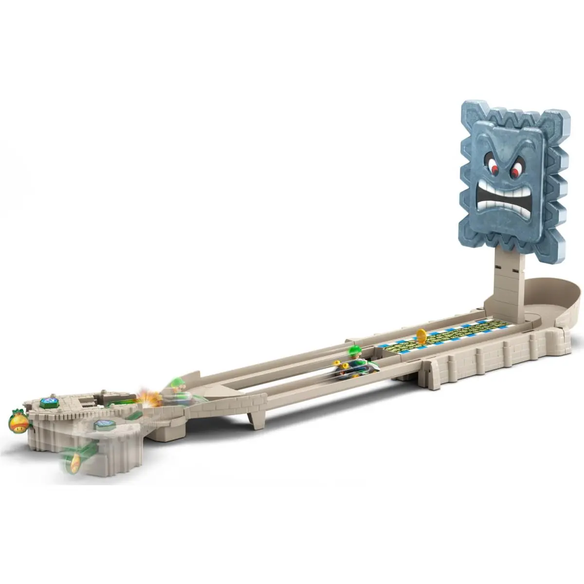Hot Wheels Mario Kart Track Set Toy Car Thowmp Ruins Playset with Luigi