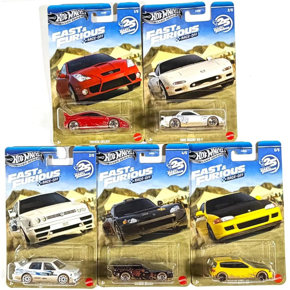 Hot Wheels 2026 Silver Fast Furious Race-off Set of 5
