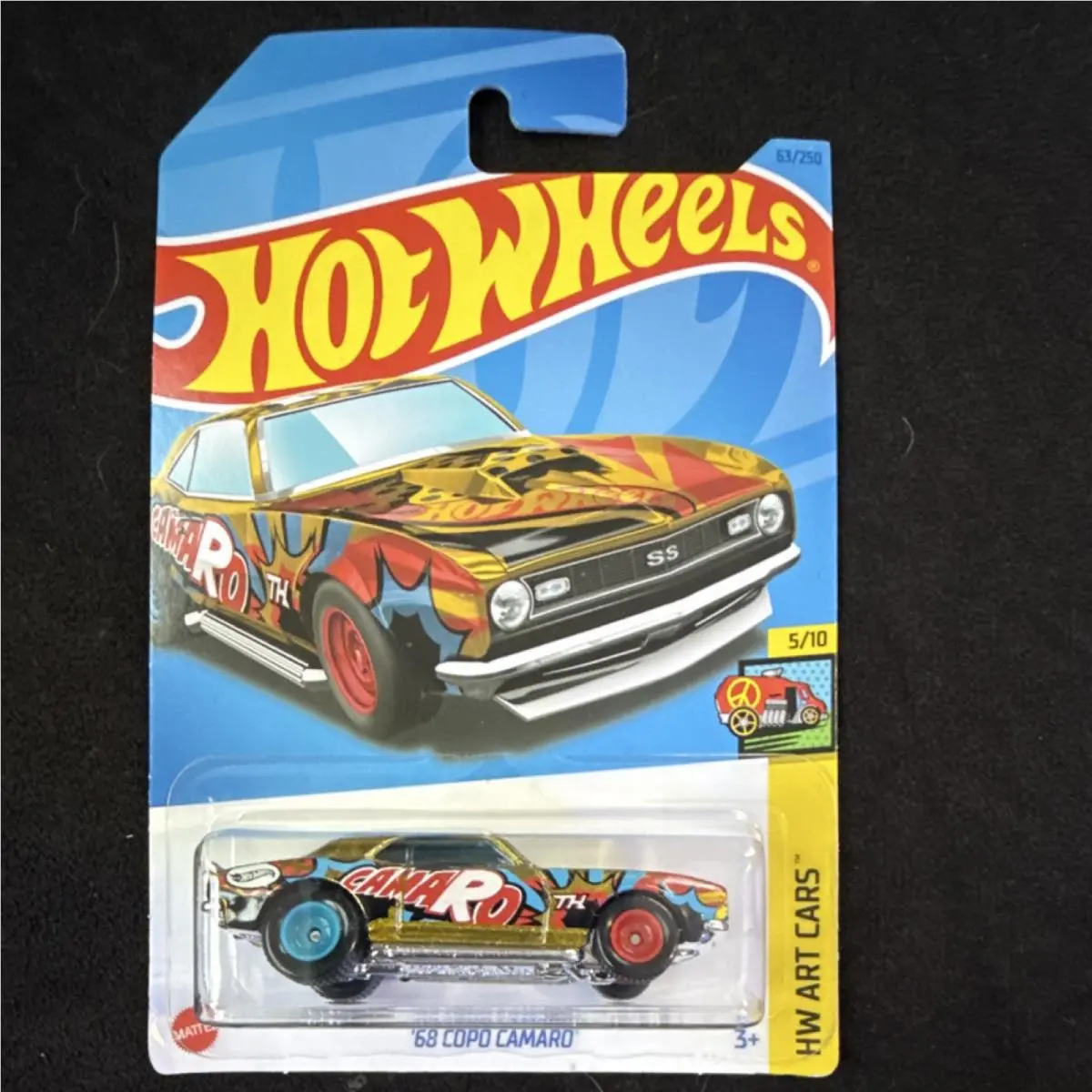 Hot Wheels `68 Copo Camaro HW Art Cars Gold Red Blue Black 1:64 Diecast Car