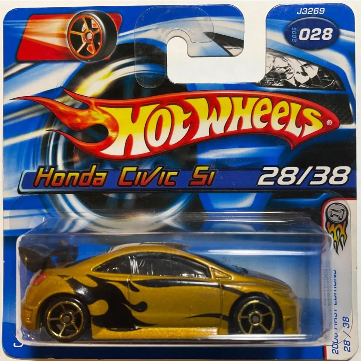 Hot Wheels Short Card 2006 First Editions Honda Civic Si Gold Fte Protector Vhtf