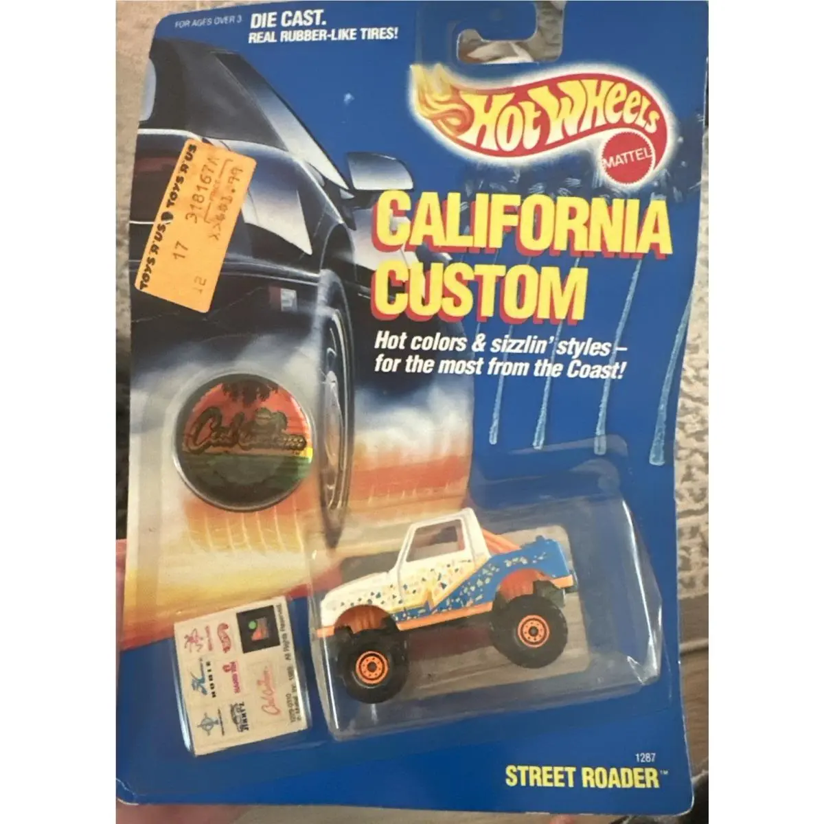1989 Hot Wheels Street Roader - Cal Custom White / Blue Blister Pull 1287