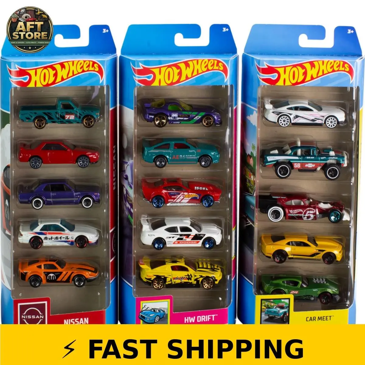 Hot Wheels 5-Pack Bundle - 15 Die-cast Vehicles For Kids Collectors