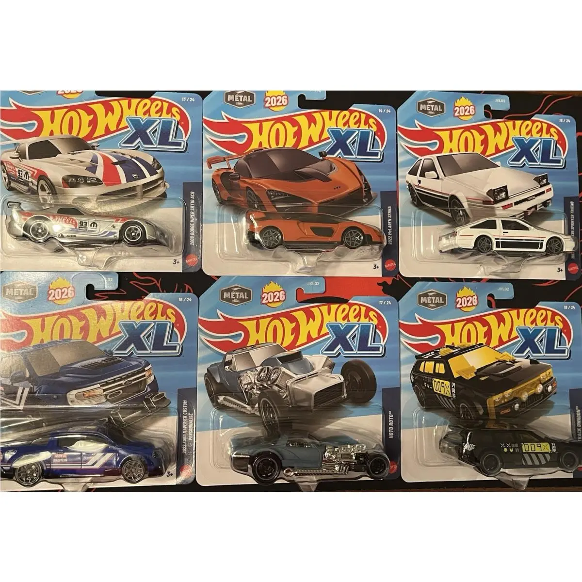 Hot Wheels XL - 2026 Mix 3 Set Of 6 - Metal - AE86 Viper Mclaren