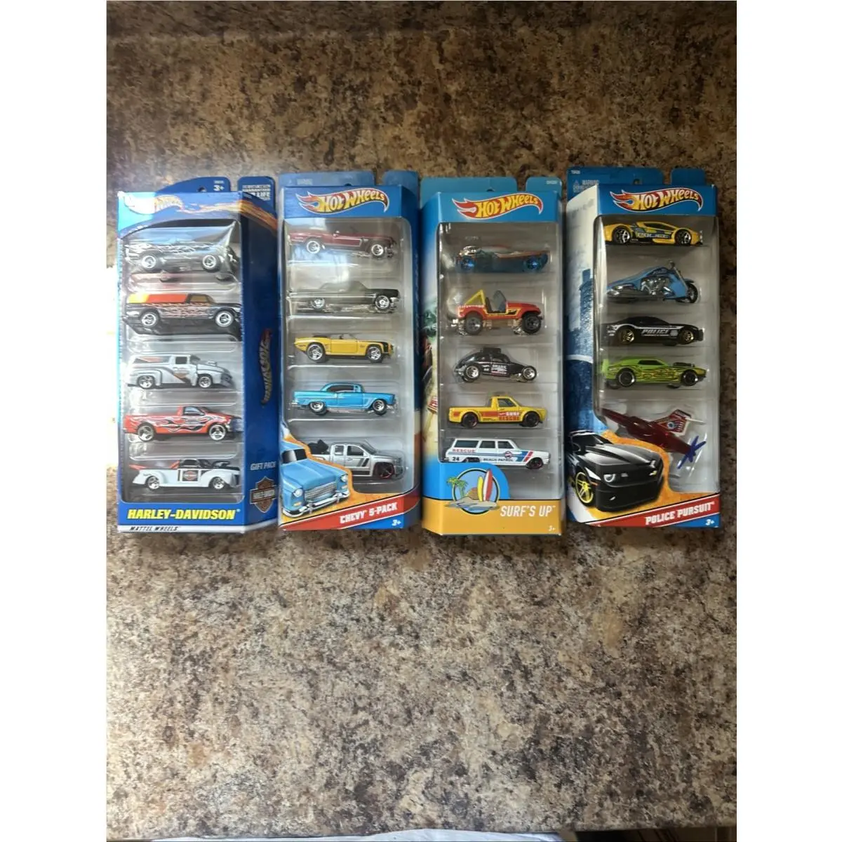 Hot Wheels 2010 2017 2000 Chevy 5-pack Harley Davidson Surf Up Police Set-4