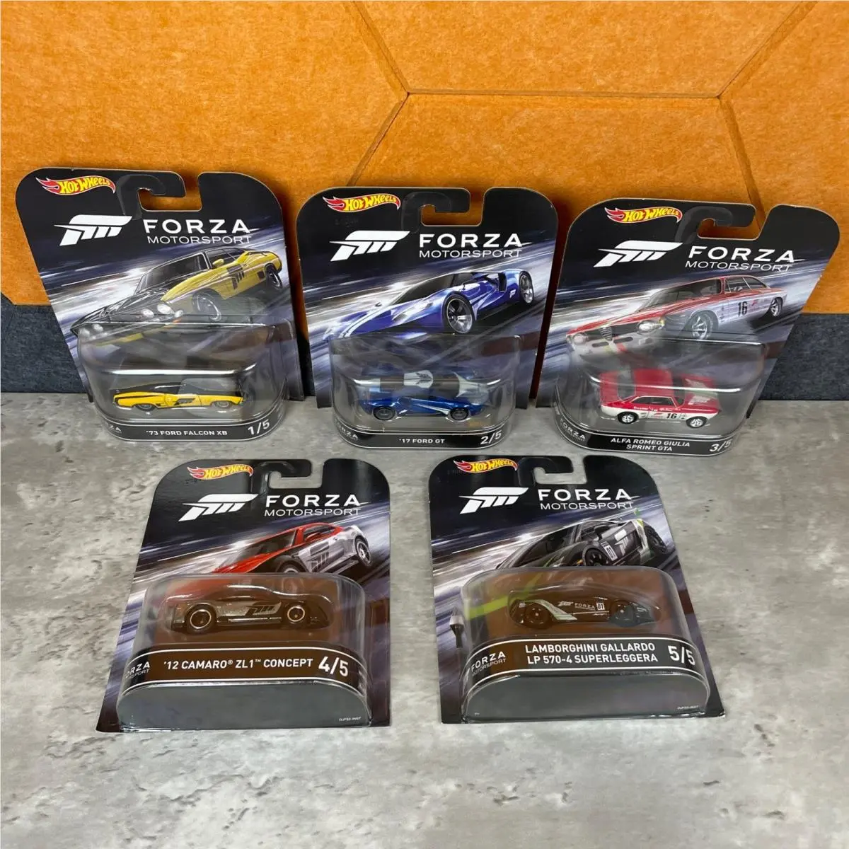 Hot Wheels Forza Motorsport Set of 5 Real Riders Ford GT Lamborghini Camaro 2016