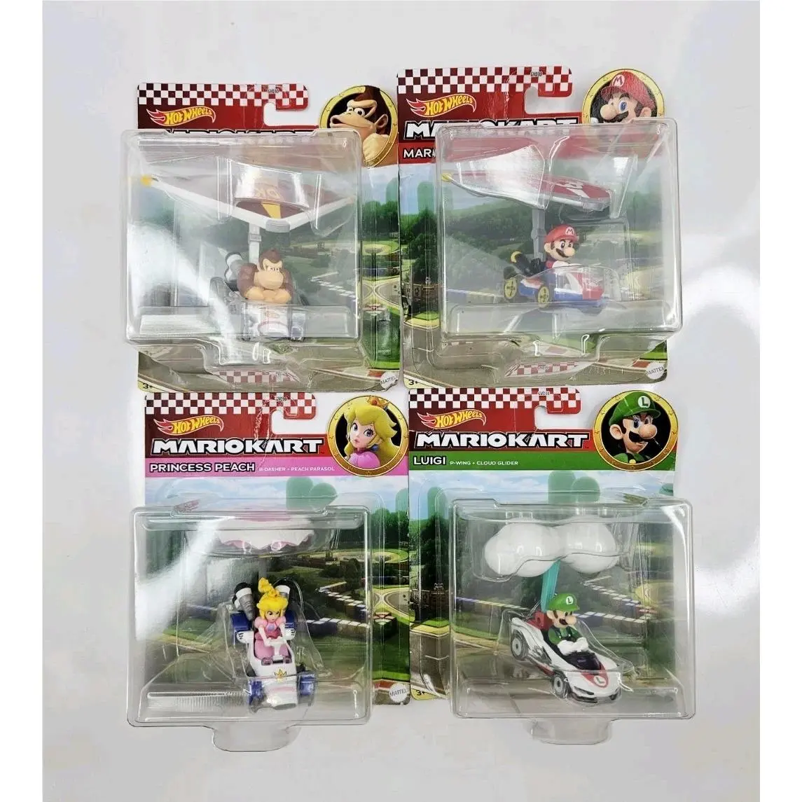 Hot Wheels Mario Kart Donkey Kong Mario Luigi Princess Peach Cars 4 Pack