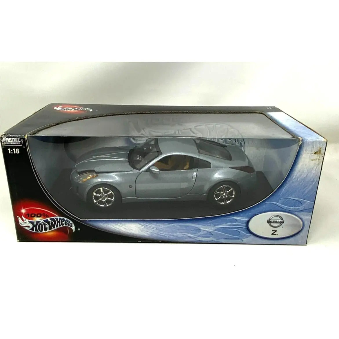Hot Wheels Metal Collection Silver Nissan Z 1:18 Scale 2002 Mattel