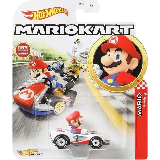 Mattel Hot Wheels 1:64 Mario Kart Super Mario P-wing Diecast Car GBG25