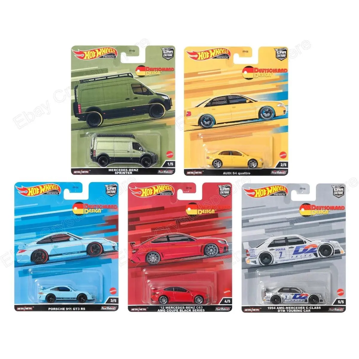 Hot Wheels Premium Car Culture 2022 Deutschland Design 957K Set of 5 - In Stock