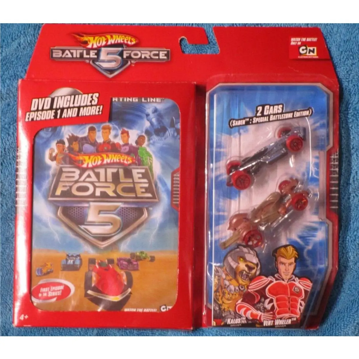 Hotwheels Battle 5 Force Dvd and 2 Cars Saber