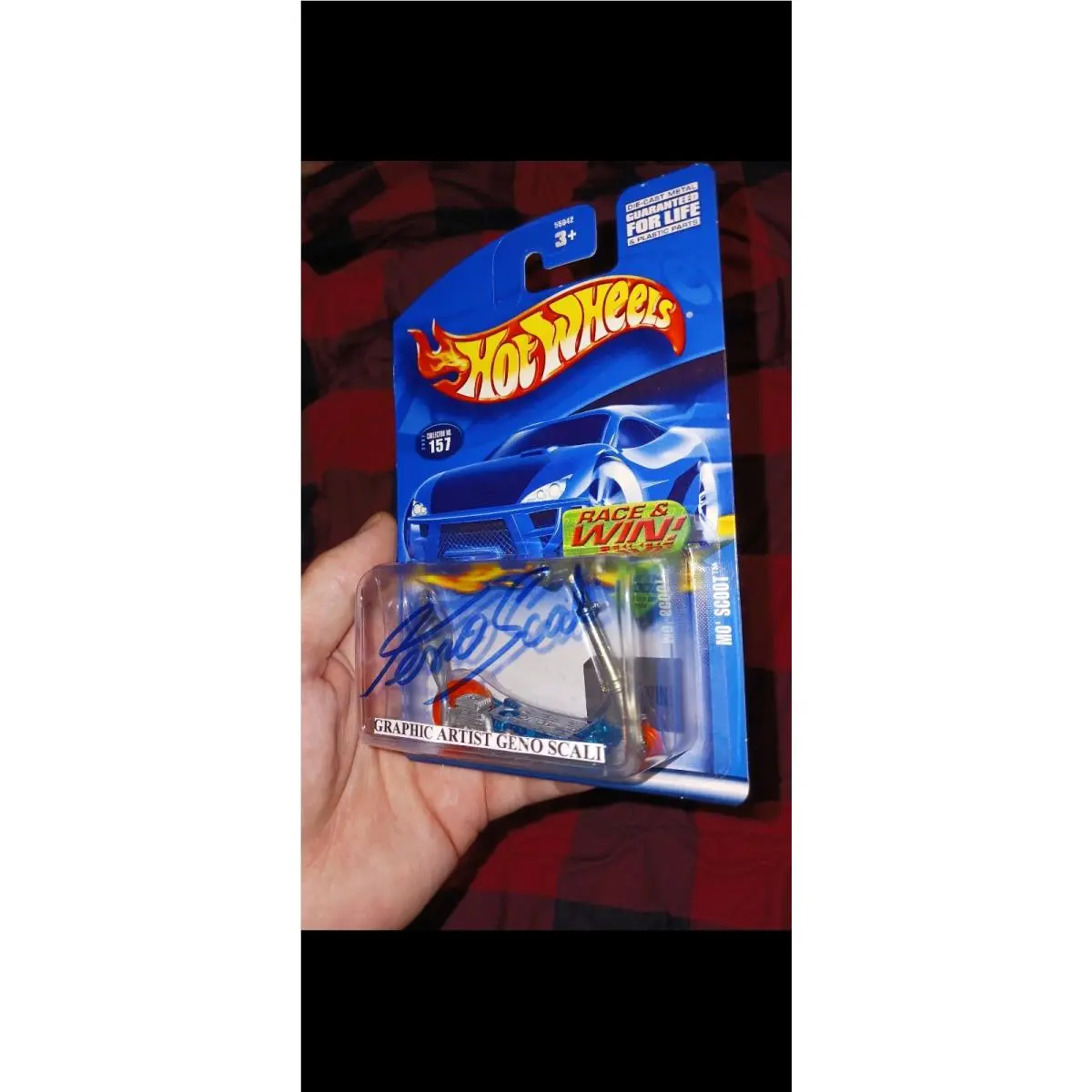 Hot Wheels Autographed Mainline 157 Mo` Scoot Clear Blue W Orange Wheels