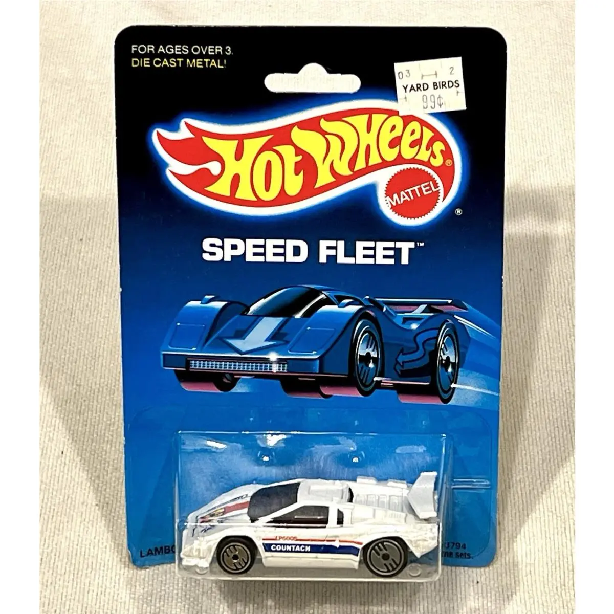 1989 Hot Wheels Speed Fleet Lamborghini Countach LP500S w/ Hood Tampo 3794 Moc